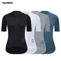 YKYWBIKE Women Cycling Jersey Short Sleeve Road Bike Shirt Female Bicycle Jersey Breathable Reflective Pro Cycling Clothes