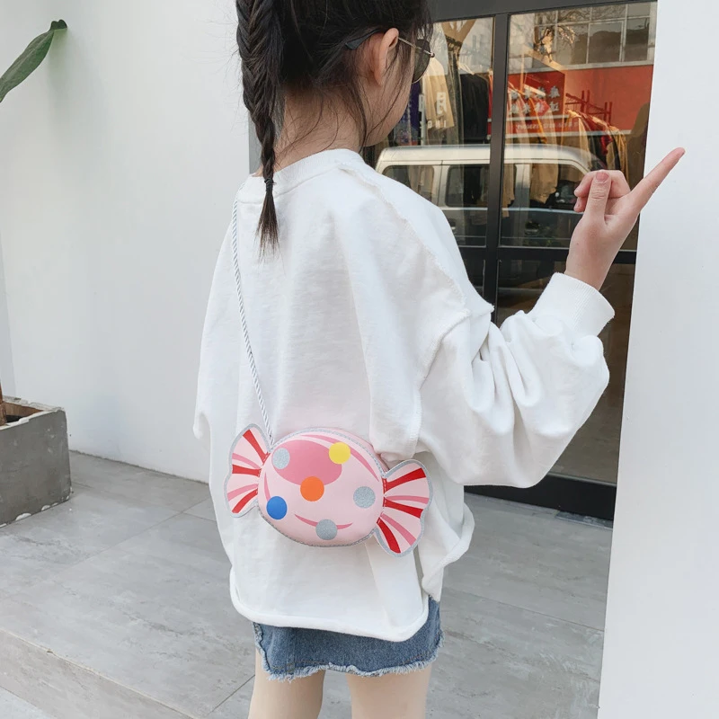 Bolso de hombro de caramelo lindo para niños, bolso cruzado de princesa para niñas, bolso de mensajero de cuero PU, Bolso pequeño, monedero