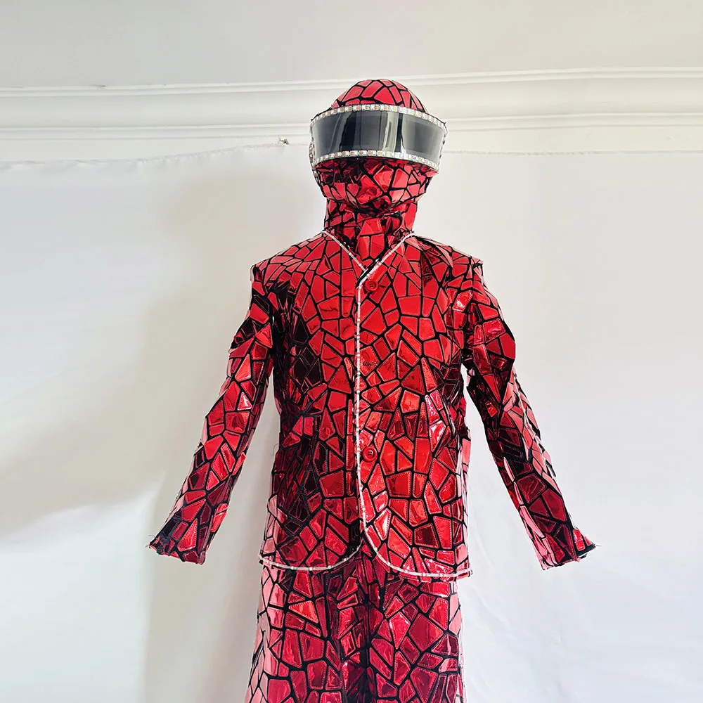 

2025 Color Change LED Stilts Walker Robot Costume Shiny Mirror Sequin Fabric for Show Stage Performance Cosplay Entertainment