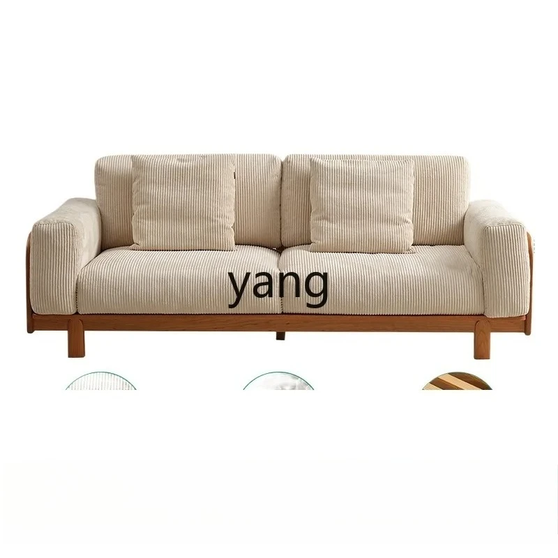 LMM  solid wood sofa living room small apartment log wind straight row sofa three people