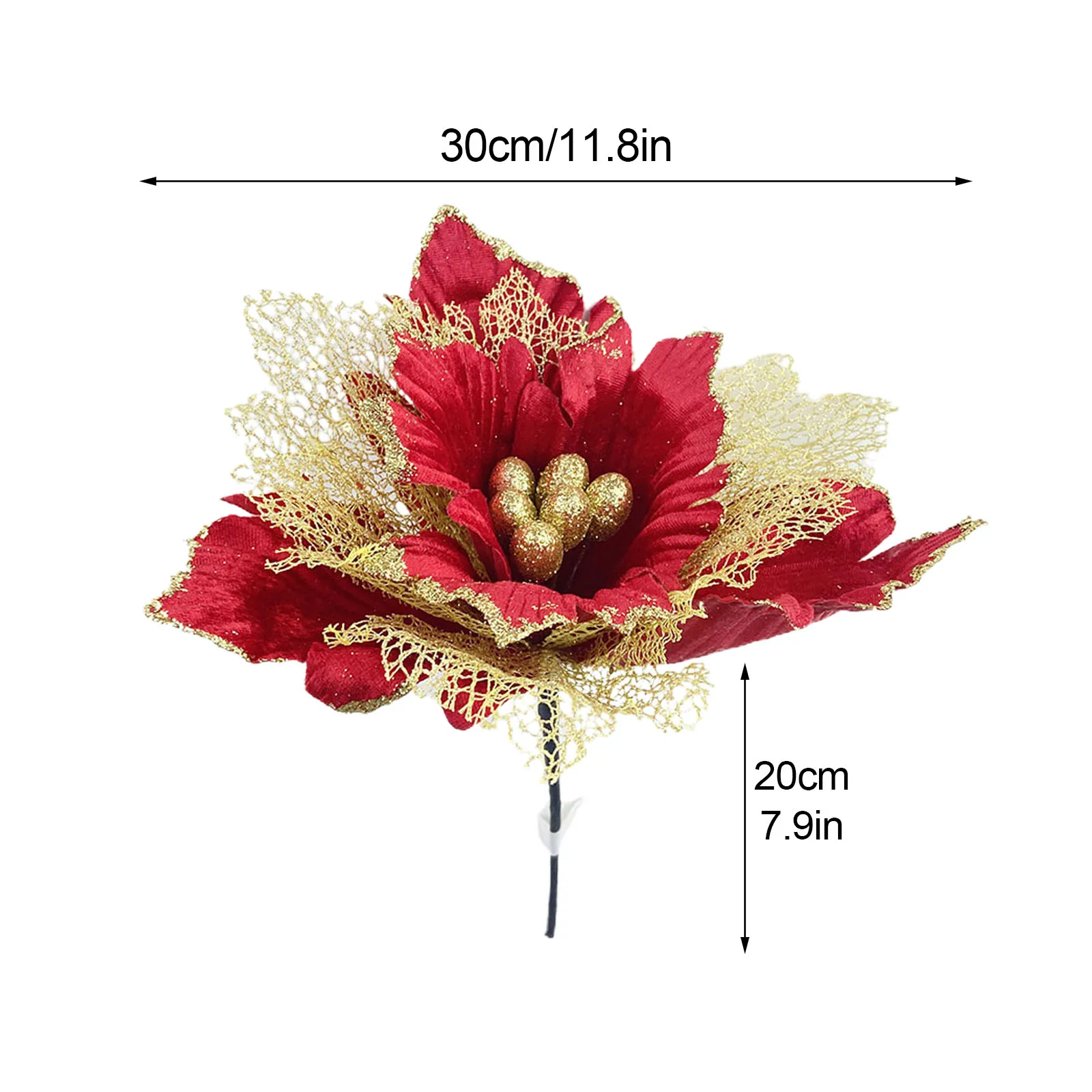 Christmas Glitter Flower Christmas Tree Ornament Poinsettia Flowers Artificial Flower Christmas Party Home Decor