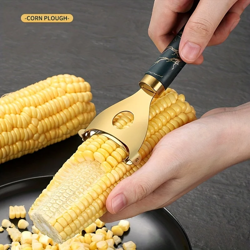 

[Efficient Corn Cutter] Durable & Easy to Clean Stainless Steel Corn Cutter with Thickened Handle and Hook | Ergonomic Kitchen Tool for Efficient Kernel Removal, Perfect for Home Cooking
