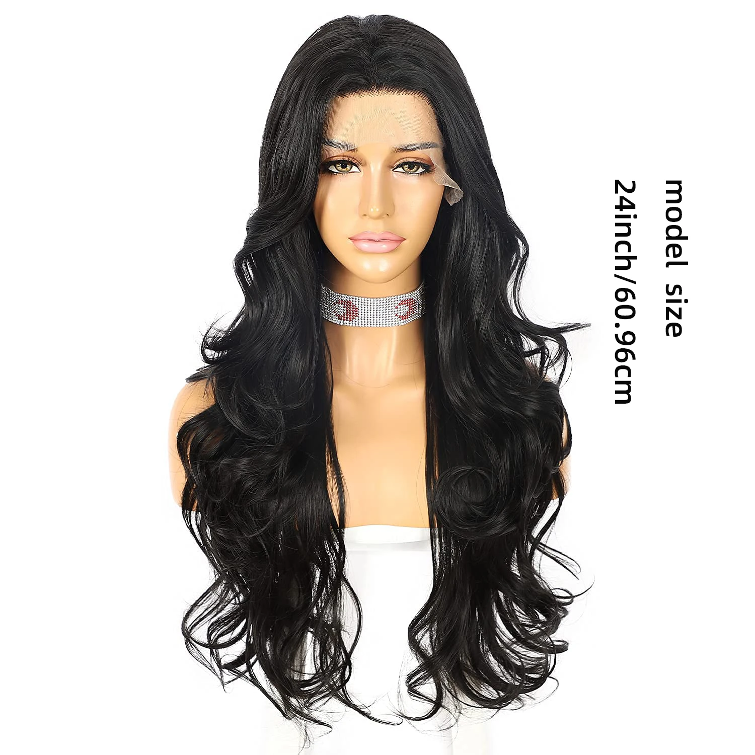 24inch 13X4X1 Lace Front Synthetic Wig, Long Big Waves, Heat-Resistant Synthetic Lace Wig, Natural and Realistic, Designed Specifically for Women