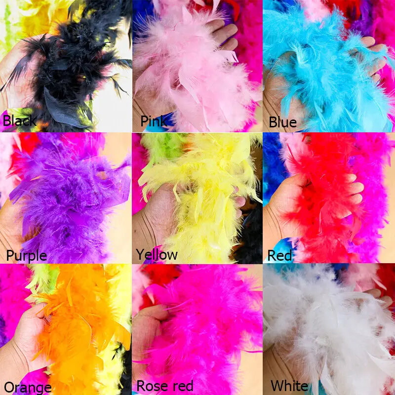 2Yards Fluffy Black Feather Turkey Marabou Boa 38-40G for Crafts Wedding Party Christmas Decoration Shawl/scarf Natural Plumes