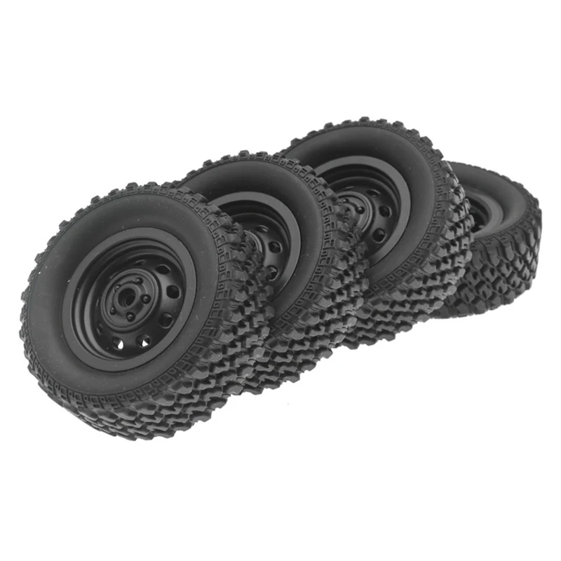 4 PCS D6A-01 Tire Black Rubber+Plastic For WPL MN78 MN82 MN99S 1/12 RC Car Upgrades Parts