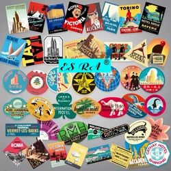 45 Pcs Luggage Stickers Sets Customized Rimowa World Landmark Building Retro City Travel for Luggage Notebook Waterproof Sticker