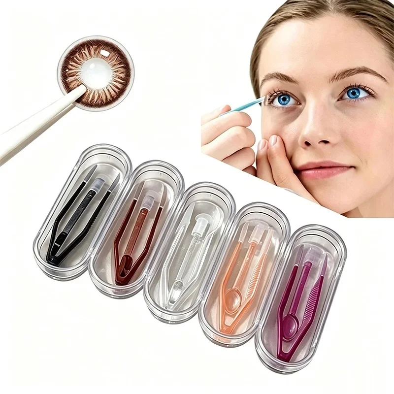 5-30Pcs Professional Contact Lens Tweezers With Wear Tools Sucker Set Multicolor Contacts Lenses Clip Inserter Removal Tool