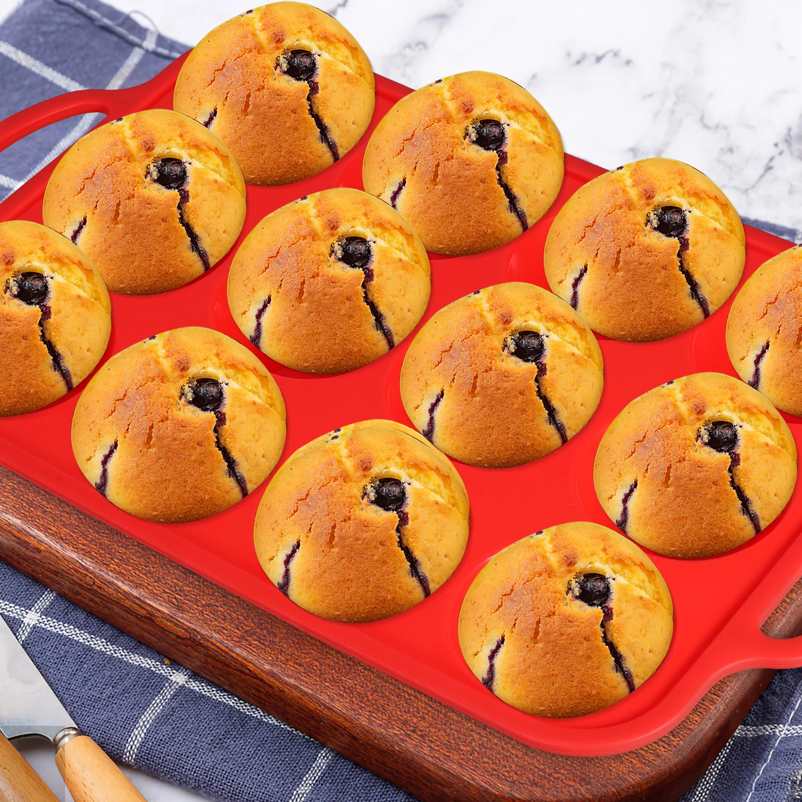 

12 Round Silicone Cake Baking Molds Non Stick Mini Muffin Tray Egg Tart Mold for Home Use Easy Clean Bake Supplies