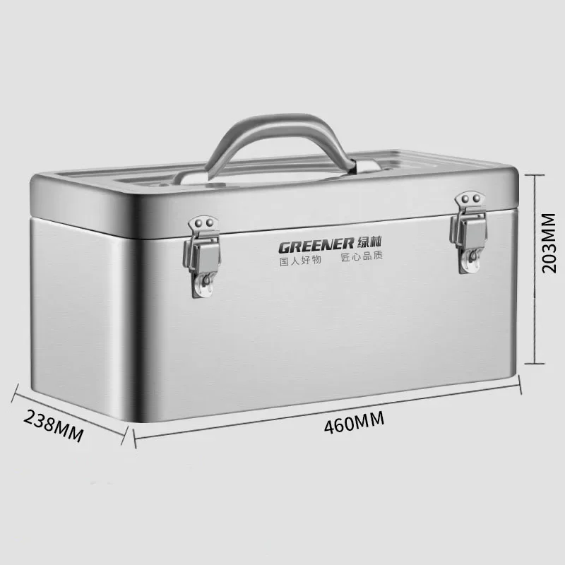 Stainless Steel Toolbox Storage Box Thickened Large Sizecar Mounted Household Multifunctional Portable Suitcase Tools Waterproof