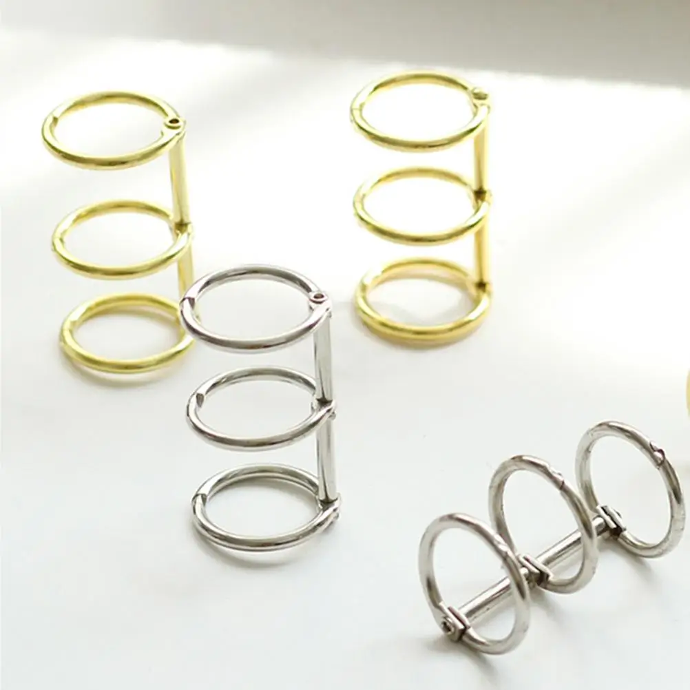 6 Pcs Metal Binder Loose Leaf Clips DIY Rings 3-rings Three-holes Notebook Scrapbook