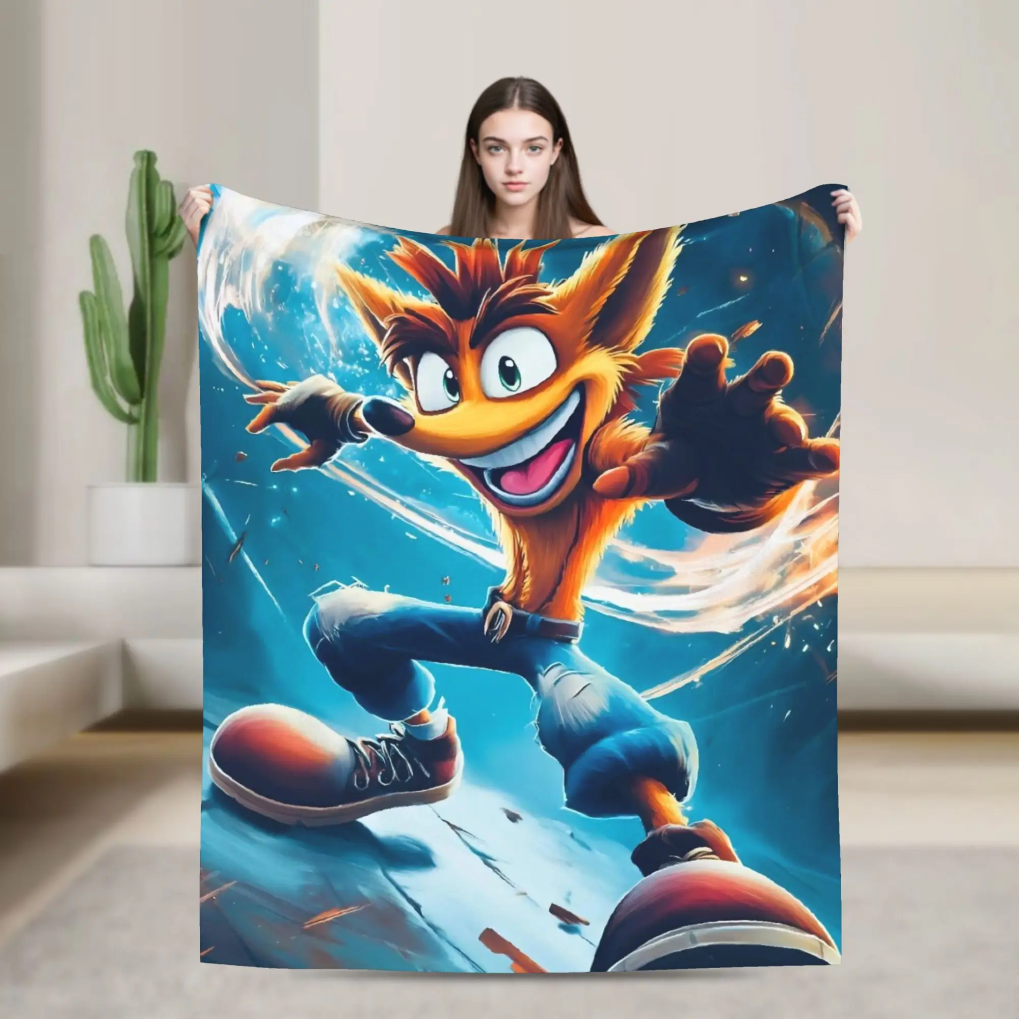 Crashed Game Bandicoots Velvet Throw Blanket  Blanket for Sofa Travel Super Warm Bedroom Quilt