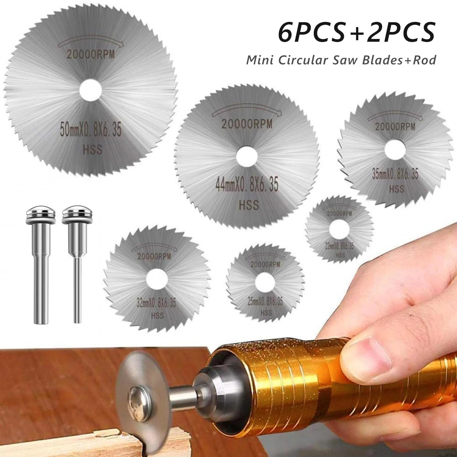 

8Pcs/set Hss Cutting Discs,Mini Circular Saw Blades, High Speed Steel Cut-off Rotary Tool Cutting Disc for Dremel Accessorises