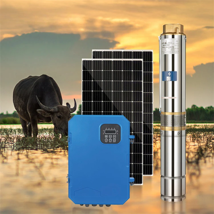 

380V 4KW 17m^3/H 150M 4inch Borehole Solar Submersible Water Pump With Panels