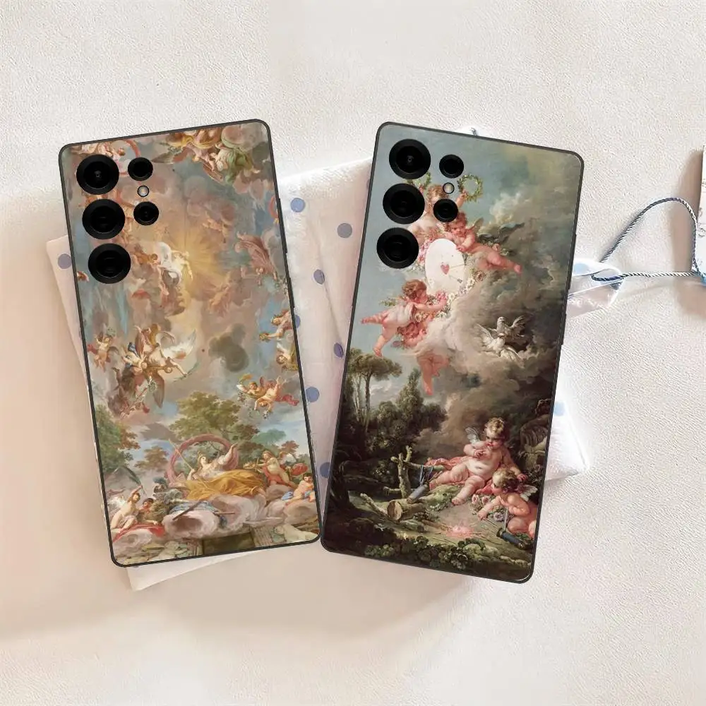 Renaissance Frescoes Phone Case For Samsung S 24 Fe 25 Ultra Plus 20 Lite 21 30 22 23 24 22 Ultra 5G Fundas