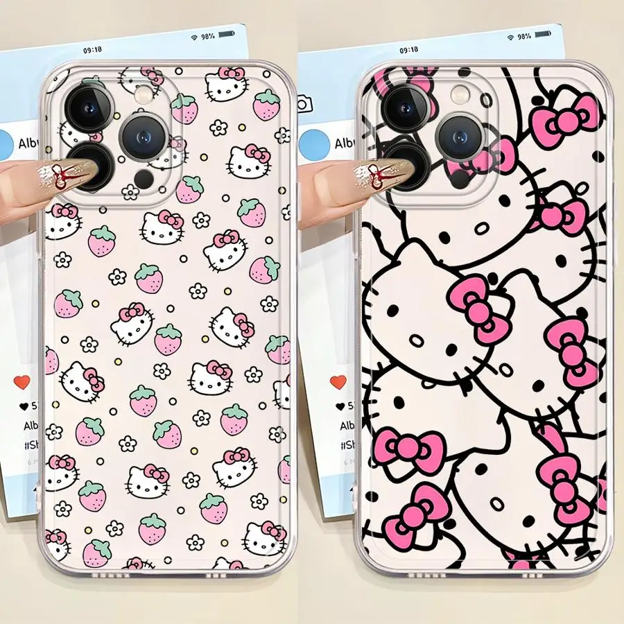 

Sanrio Hello Kitty Soft Phone Cover Case for iPhone 17 Pro Max 15 11 7 8 Air 14 Plus 13 Pro 12 Mini 16 XR XS Max