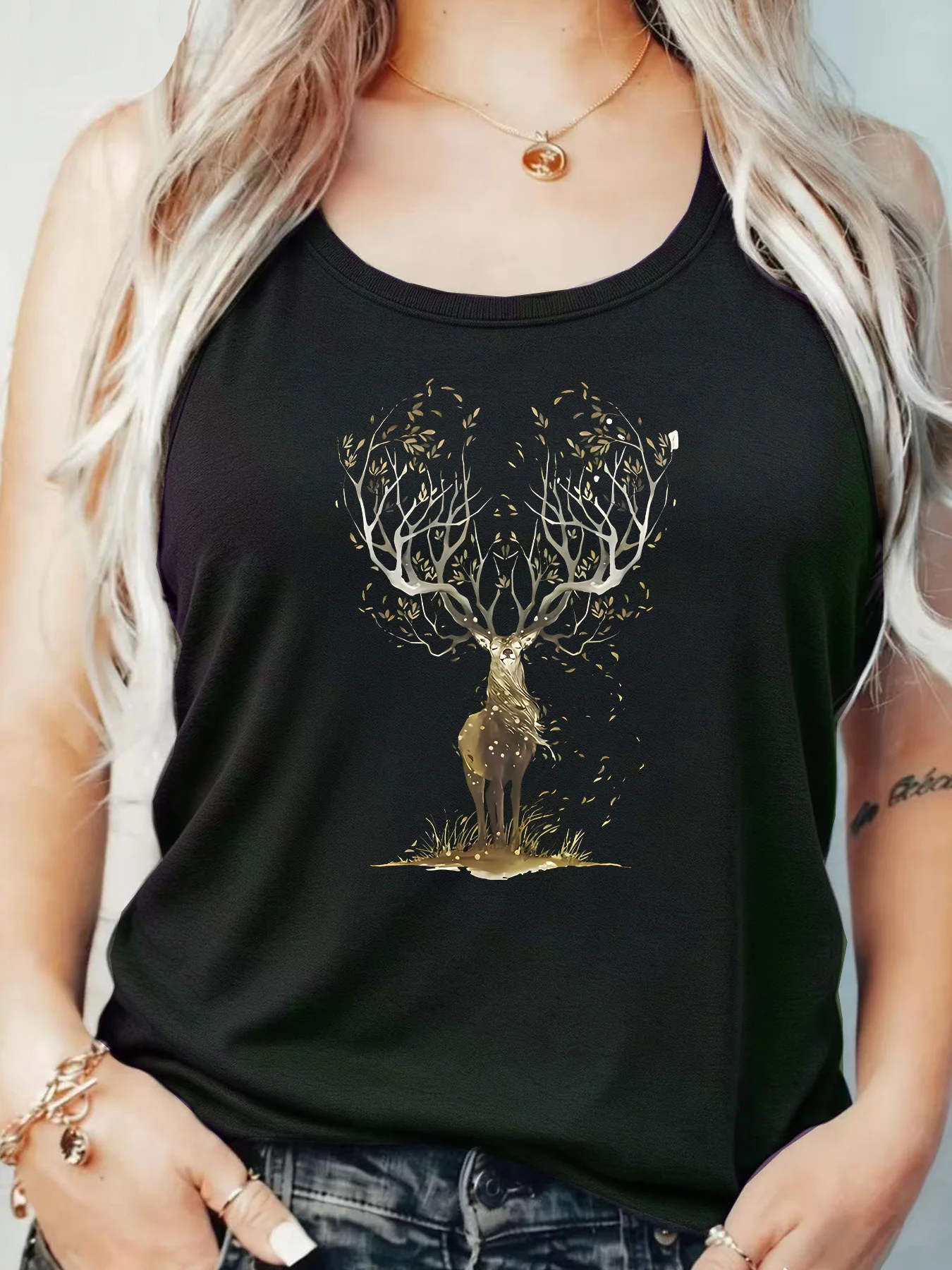 

Loose Fit Printed Pocket T-Shirt for Women with Ribbed Collar round Neck 1-8XL plus Size Comfortable Casual Vest