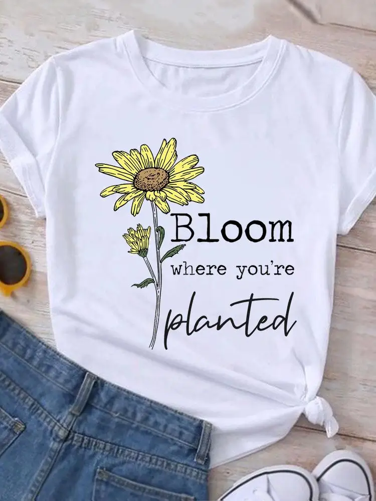 Book Love Flower Cute Graphic T Shirt Clothing Summer Short Sleeve Women Print Casual Fashion Clothes Tee T-shirt Female Top