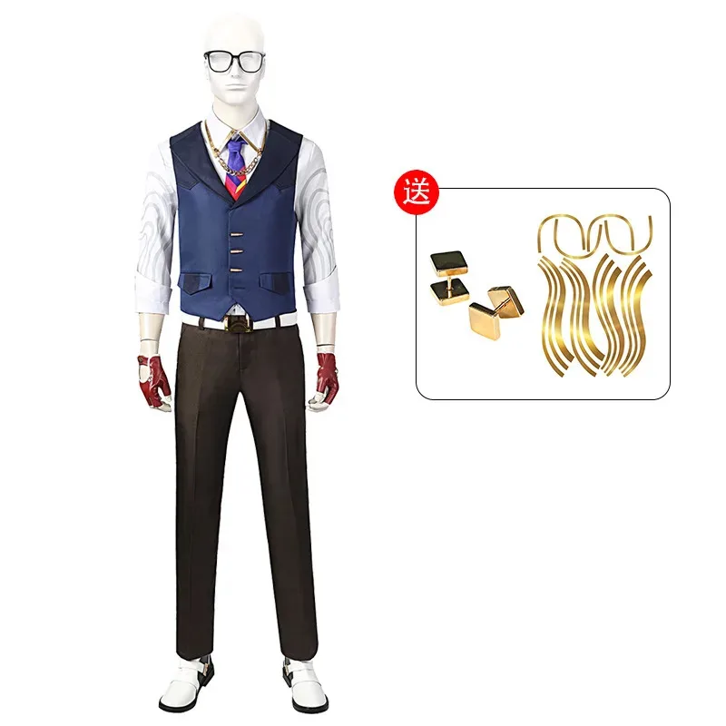 

Anime Game Valorant Chamber Costume Female Vest Shirt Skirt Outfit With Accessories Full Set Woman Sexy Dress Cosplay dl;1