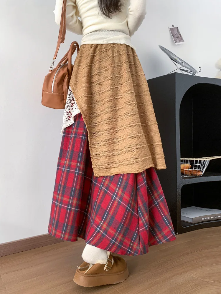 

Женская Асимметричная клетчатая юбка Y2K в стиле пэчворк, модные трапециевидные юбки средней длины для женщин, винтажная одежда, уличная одежда в стиле Харадзюку