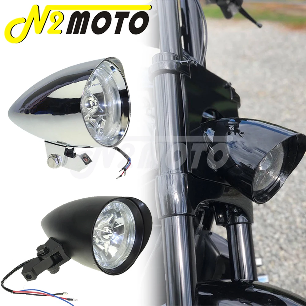 12V Motorcycle H4 Bulb Headlight 60/55W Hi/Lo Beam Front Headlamp For Harley Sportster XL Dyna Softail Chopper Bobber Cafe Racer