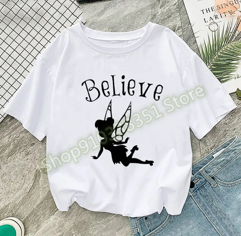 

Женская футболка с принтом Кавайи Тинкербелл, модная, с круглым вырезом, в стиле Fairytail's Believe, свободного кроя, с короткими рукавами, повседневная, 2026