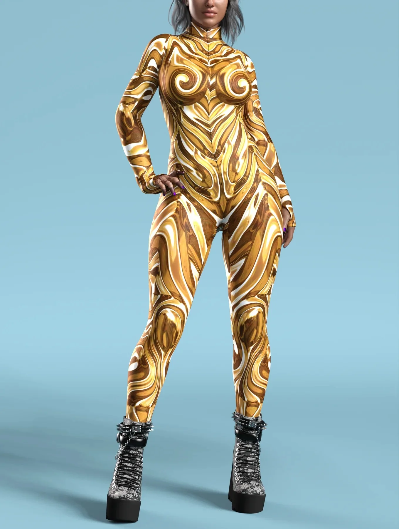 Damen Herren Muskel-Mensch Wüste Dazzle in Sieben Farben 3D-Druck Verkleidungs-Jumpsuit Halloween-Party Cosplay-Kostüme Outfit – Detail 6