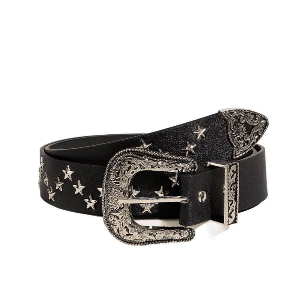 Punk Star Rivet Waist Belt Retro Jeans Decor Y2K Wide Belt Trouser Decoration American Style PU Leather Waistbands Ornament