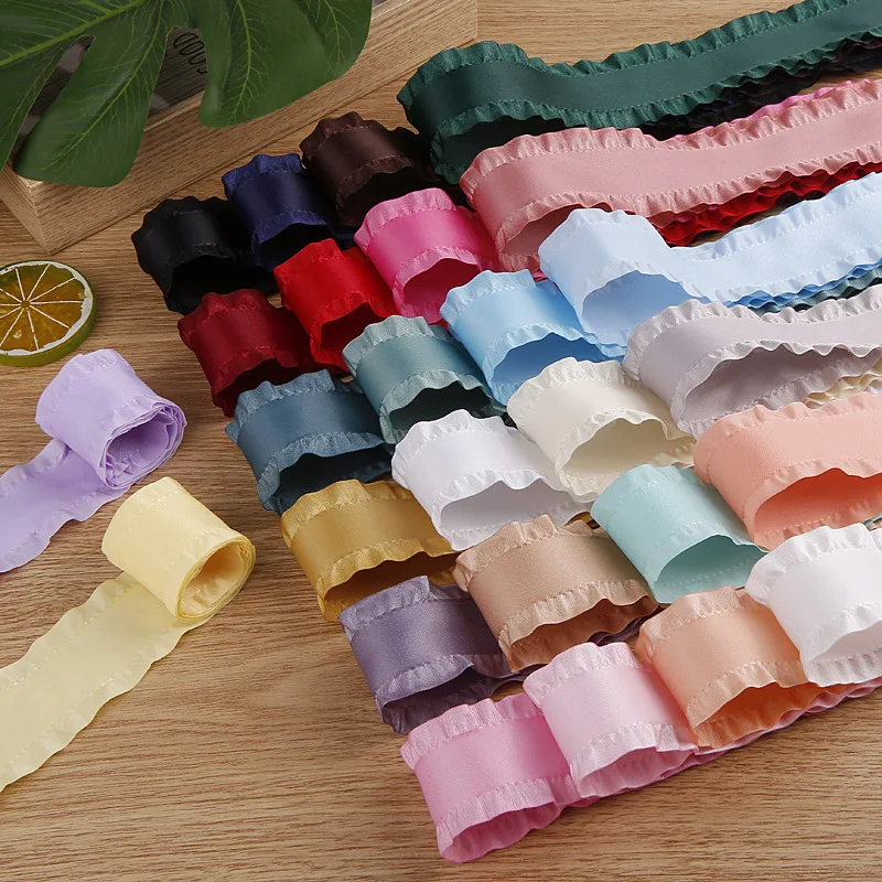 50 yards 16 25 38mm Wide Ruffled Lotus Leaf Ribbon for Hair Bows DIY Crafts Handmade Accessories Materials Gift Package