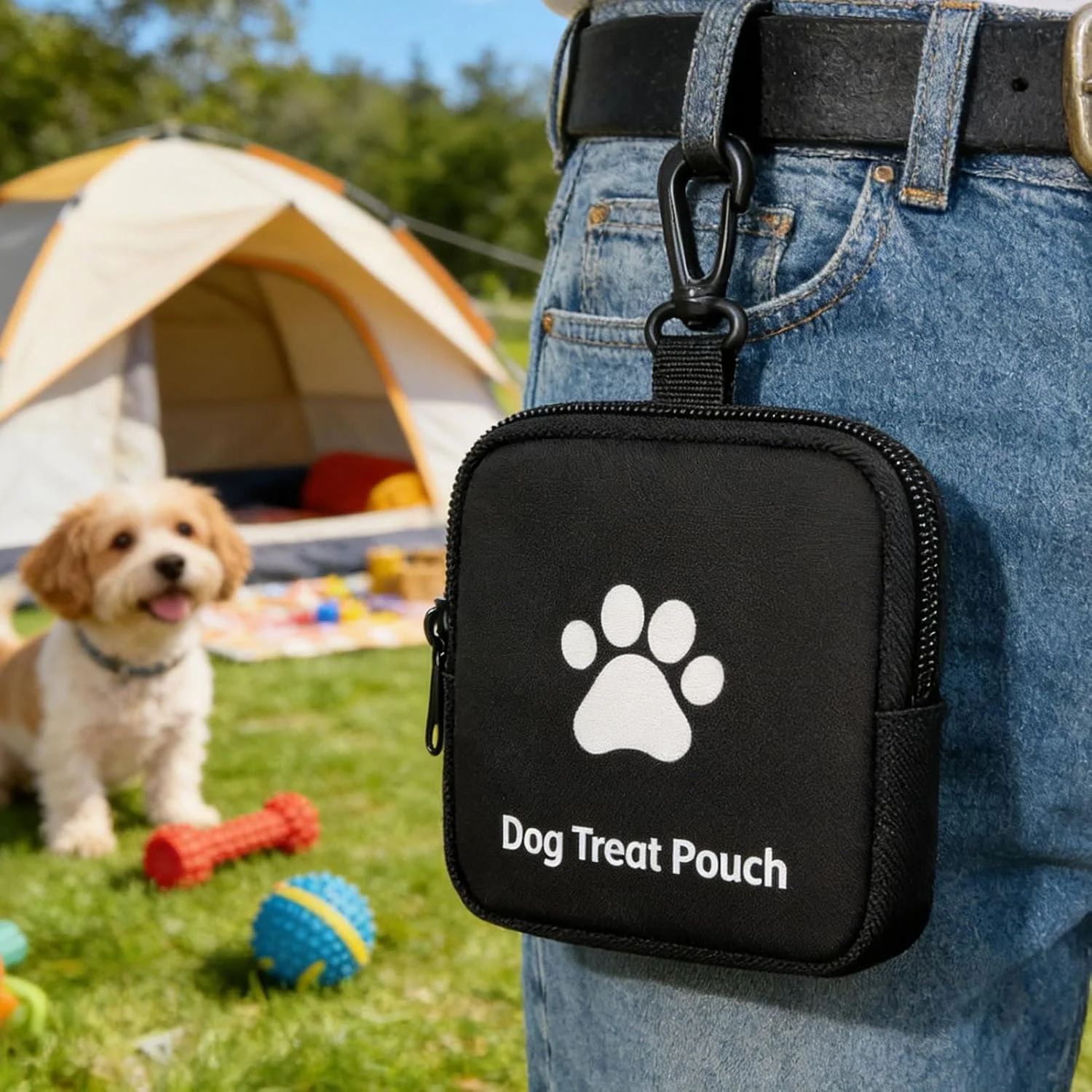 Portable Dog Treat Pouch Outdoor Pet Training Snack Bag Multicolor Food Storage Pouch With Carabiner Clip Pet Walking Supplies