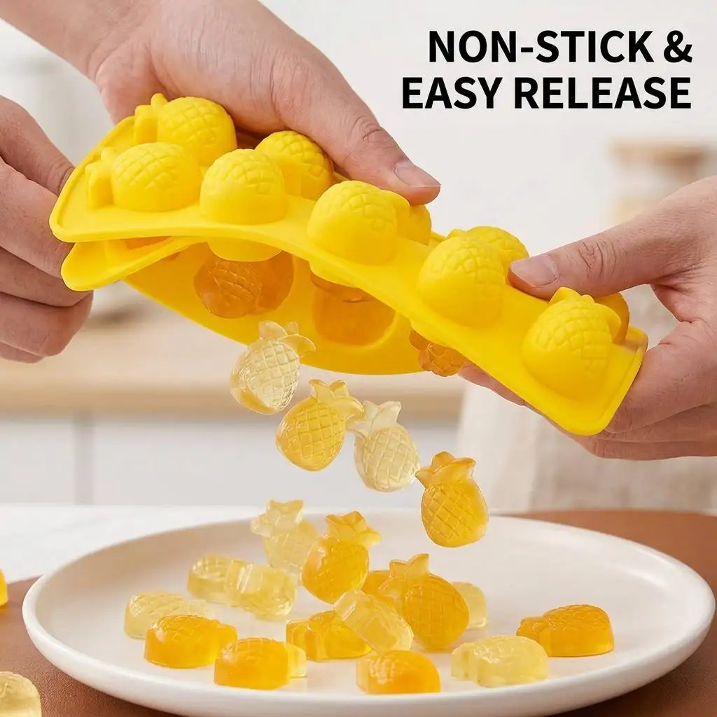 12-Cavity Pineapple Silicone Mold Tropical Fruit Shape Ice Cube Tray DIY Chocolate Candy Jelly Molds Kitchen Baking Accessories