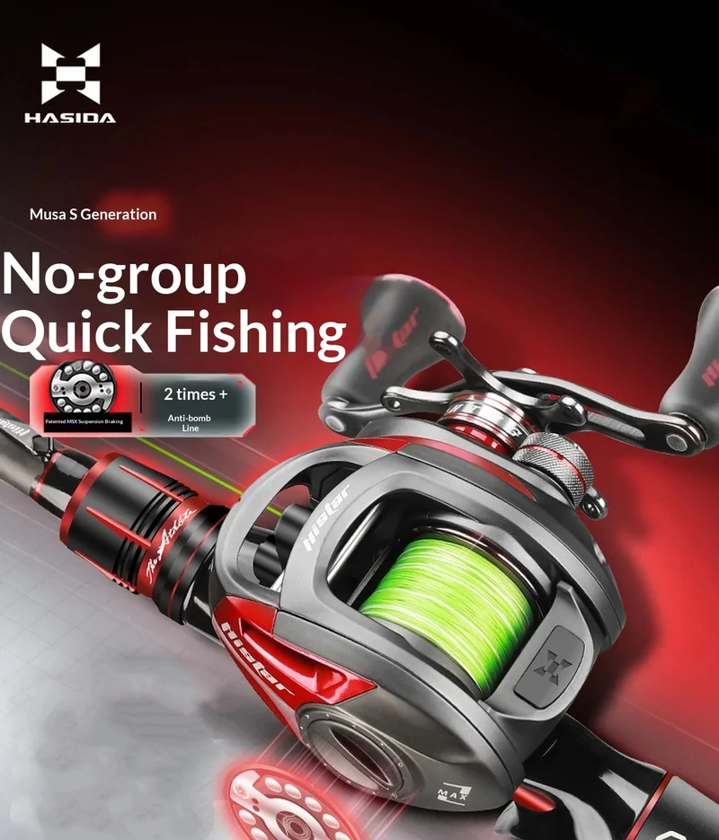 

HASIDA Musa S5 Lure Rod And Reel Set Carbon Fiber Double Tips Anti-Explosion Line Baitcasting Combo For Freshwater & Sea Fishing