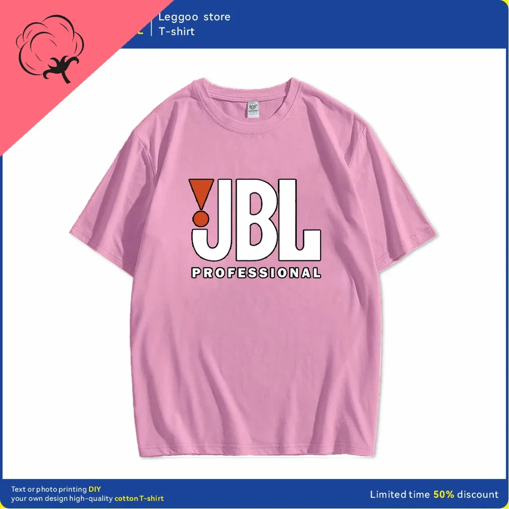 تي شيرت كاجوال أنيق ومريح بأكمام قصيرة مطبوع عليه JBL مشهور حديثًا هو قميص أنيق لكل من النساء