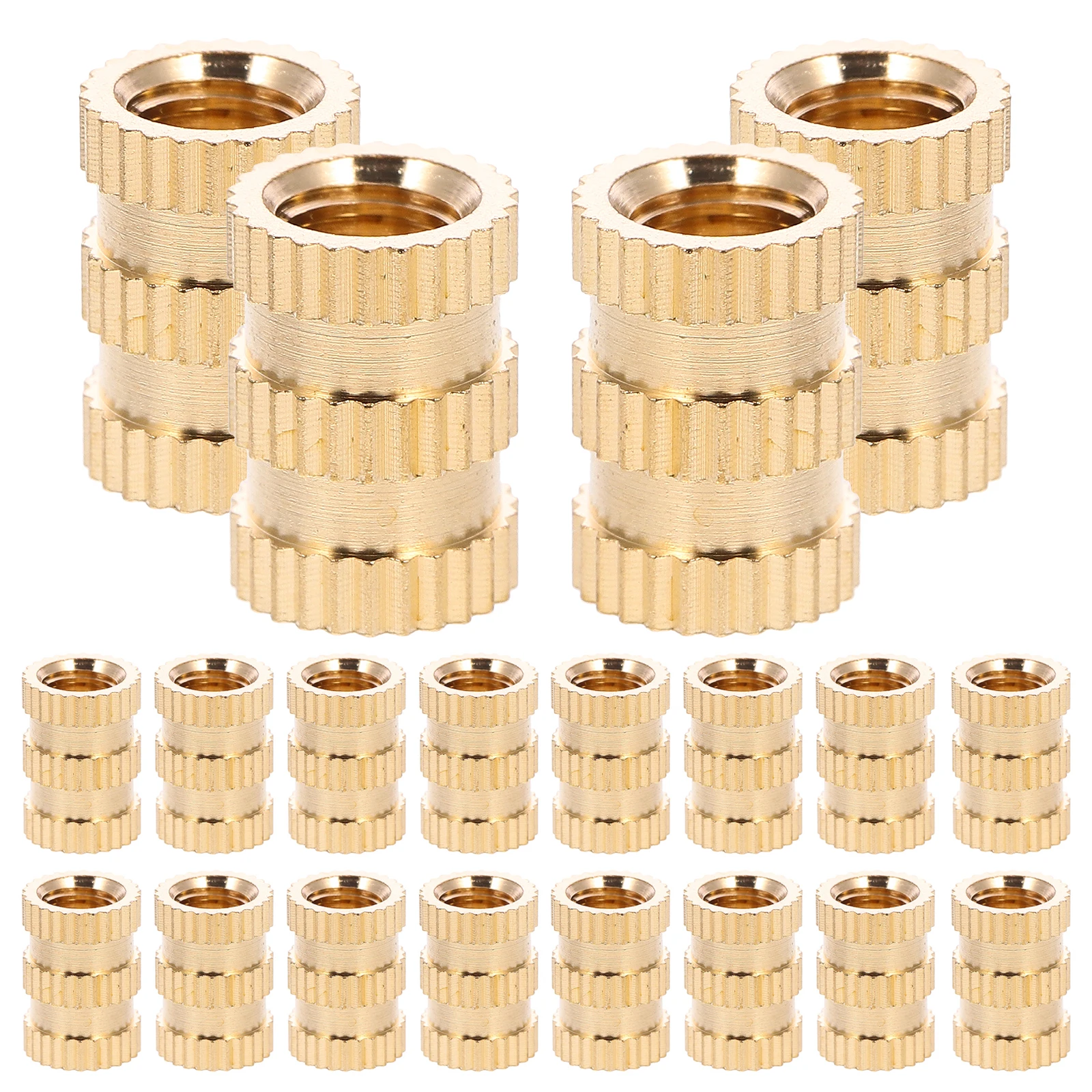 

20 Pcs Brass Nut Insert Threaded Nuts Knurled Embedment Female Inserts Set Shape