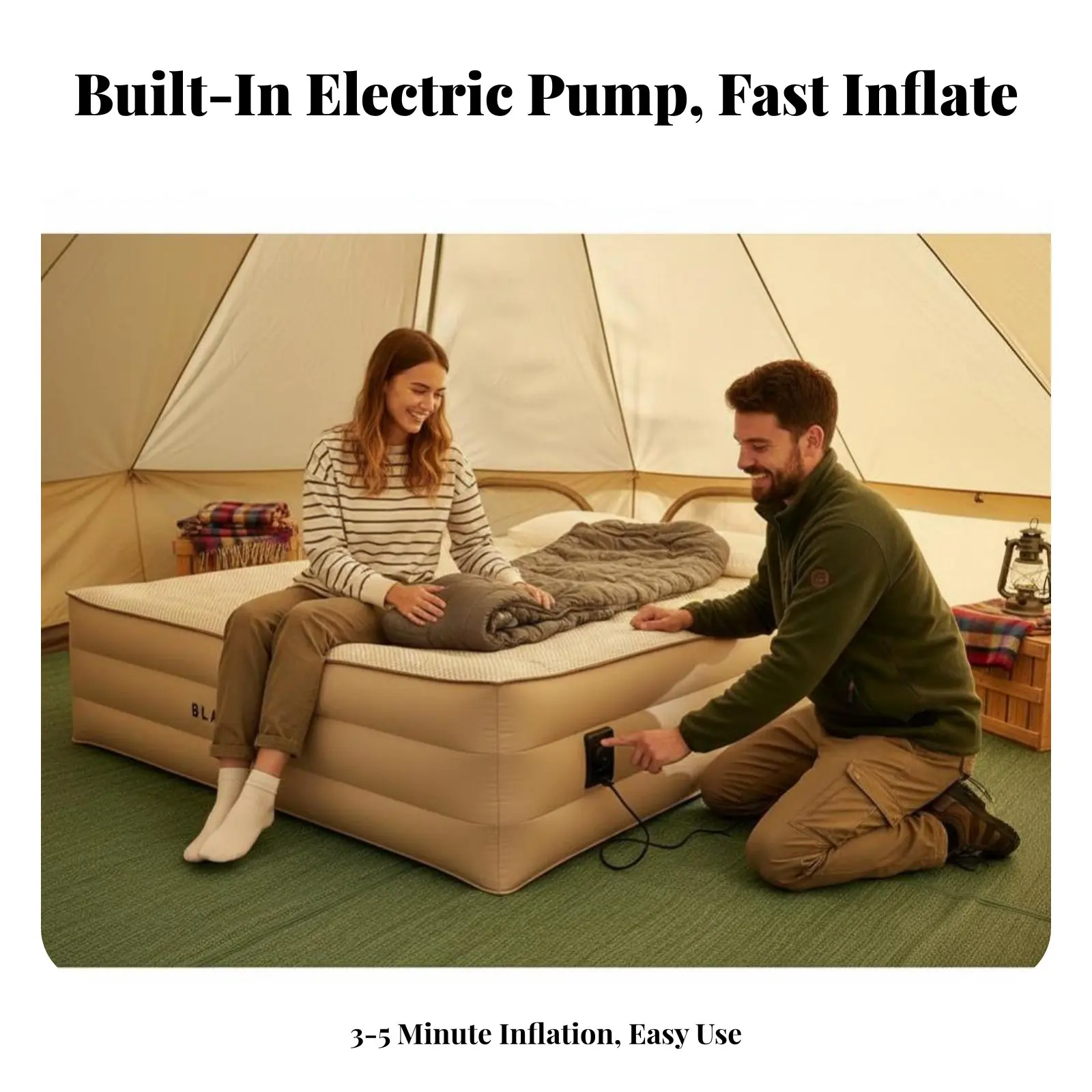 

Electric Air Mattress, Double Height Inflatable Bed, Portable Camping Sleeping Pad for Outdoor, Lazy Rest