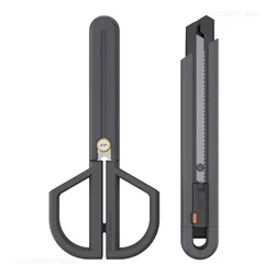 JIMIHOME 2pcs Scissors and Knife Mini Combo Set Adjustable Protective Sheath Precision DIY Safety Utility Tailor's Tools