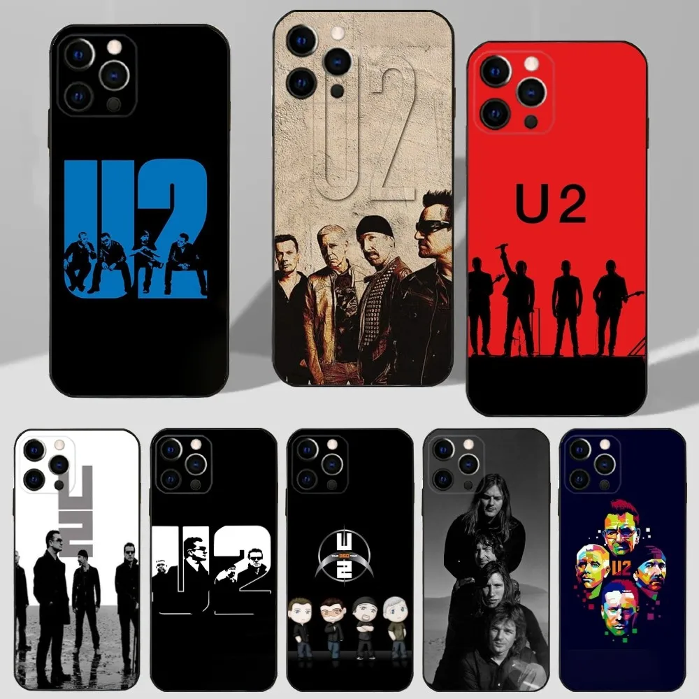 U-U2 Band P-Pops Phone Case For iPhone 16,15,14,13,12,11 Plus,Pro Max,XS,X,XR,SE,Mini,8,7 Soft Silicone Black Cover