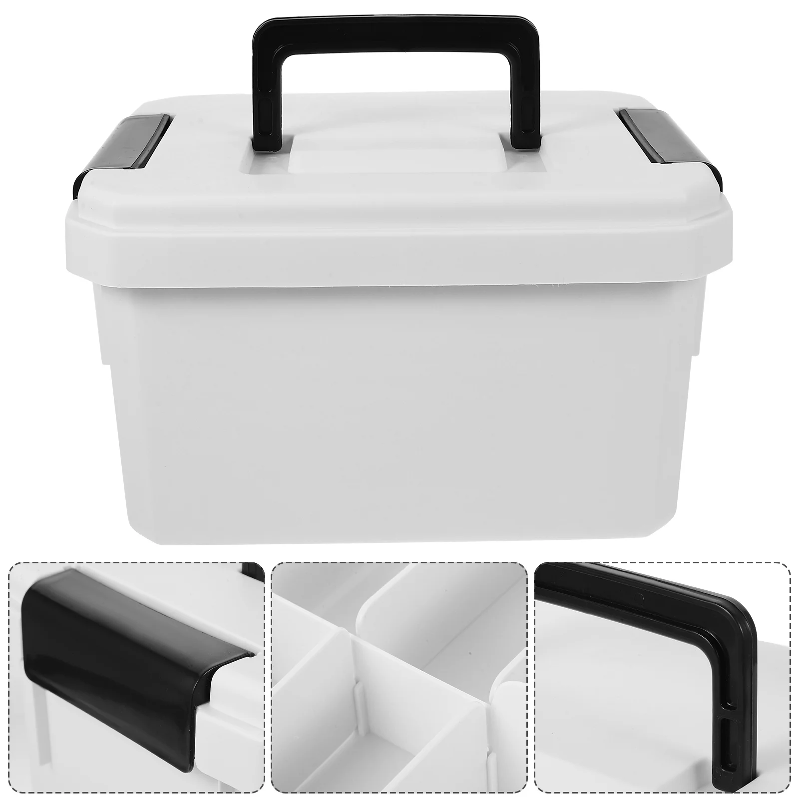 صندوق دواء متعدد الوظائف بطبقة مزدوجة مع مقبض تصميم إغلاق مدمج للسفر المنزلي للاستخدام الخارجي والإسعافات الأولية المحمولة #1