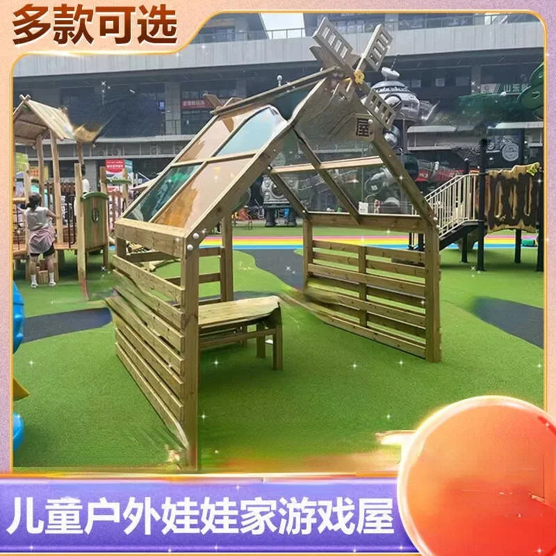 Kindergarten outdoor game house  children's outdoor simulation kitchen doll home preservative wood leisure table and chairs