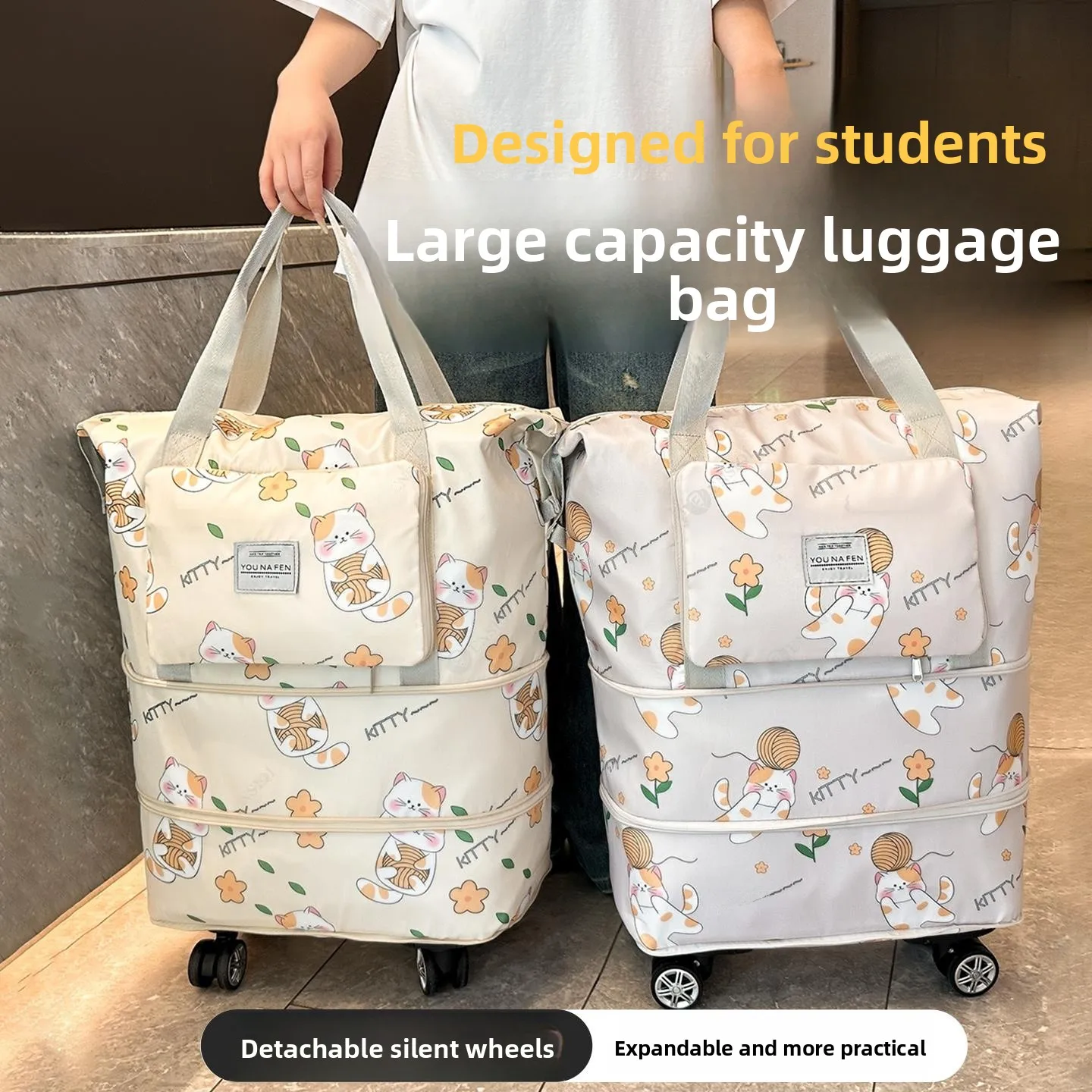 

Lightweight Large Capacity Luggage Bag with Wheels Travel Bag for Short Trips Student And Lady Suitable Quilt Storage Bag