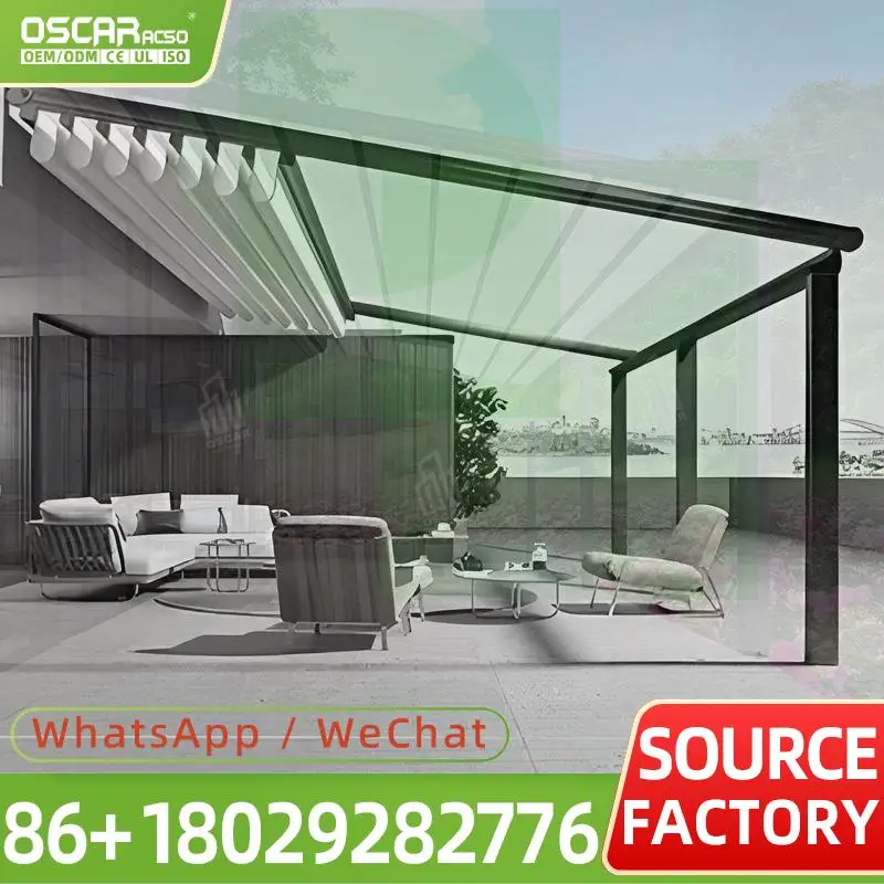 

Full Cassette Outdoor Electric Remote Retractable Shade Patio Roof Luxury Awning for Garden Balcony Terrace Retractable Canopy P
