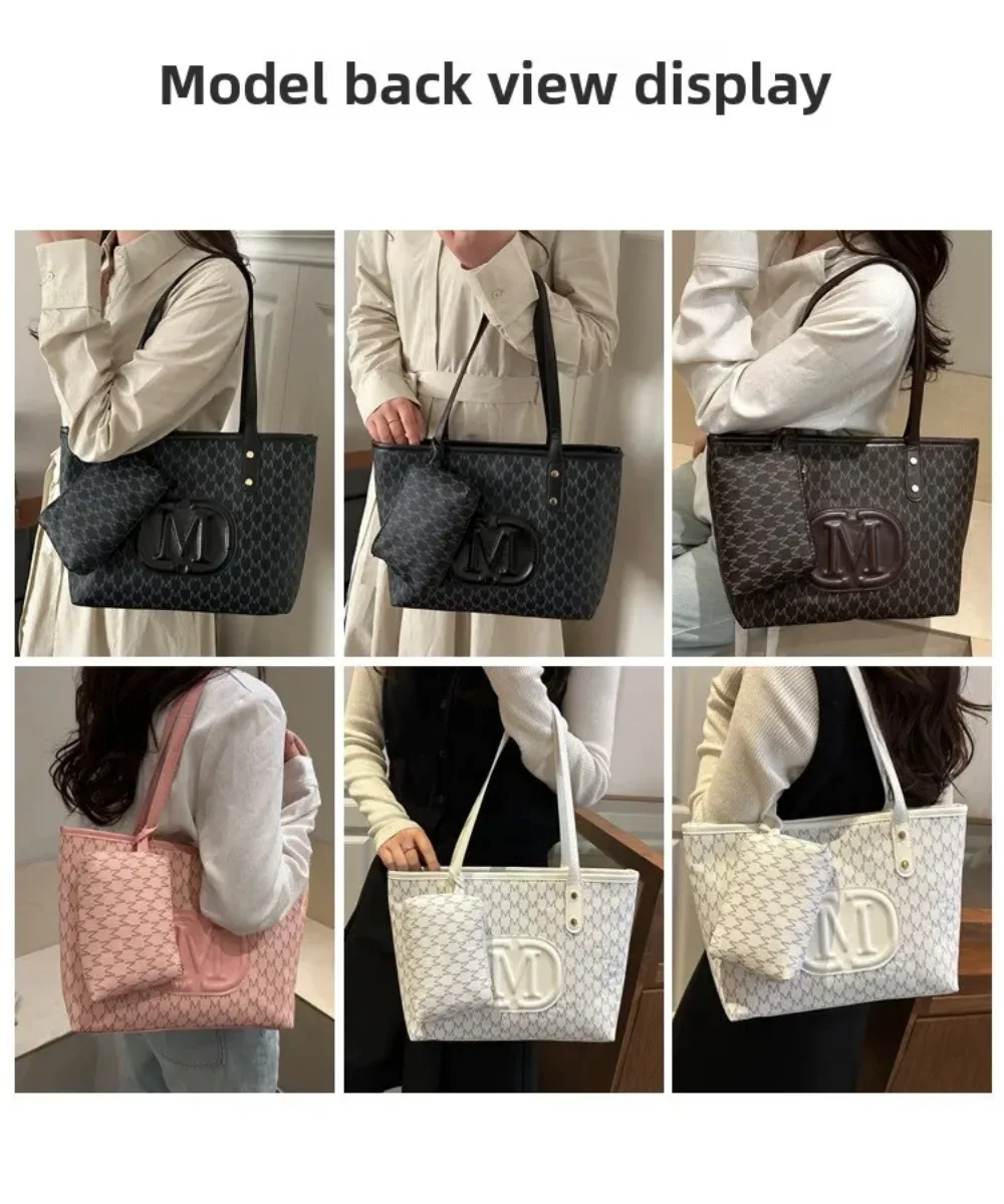 

Spring 2026 Large Capacity Ladies Tote Bag Fashion Casual Urban Minimalist Single Shoulder Bag Stylish Polyester Lining Zippe...