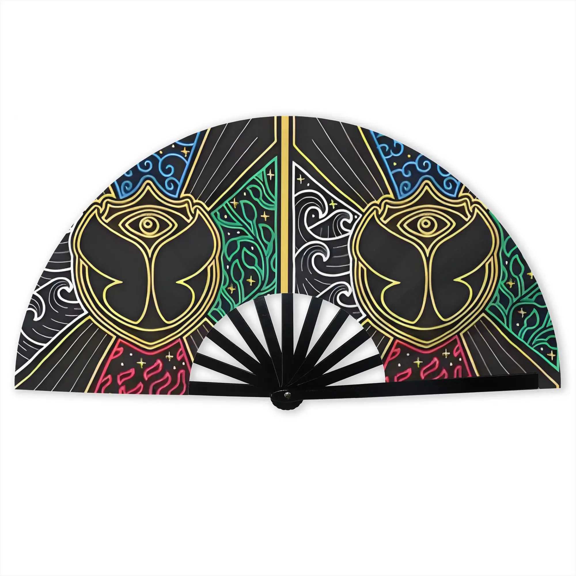 T-Tomorrowland Festival Stylish Hand Fan  Men Music  Printed Polyester Fan Trendy For Sports Events Gift