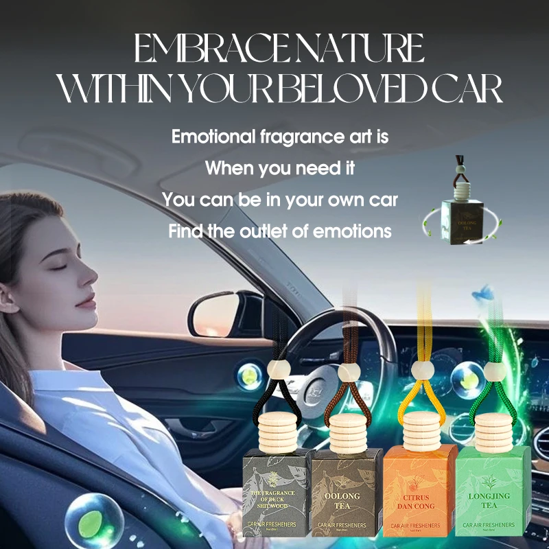 4pcs Tea scented car perfume, lasting fragrance, car fragrance rope mounted car fragrance, alcohol free perfume
