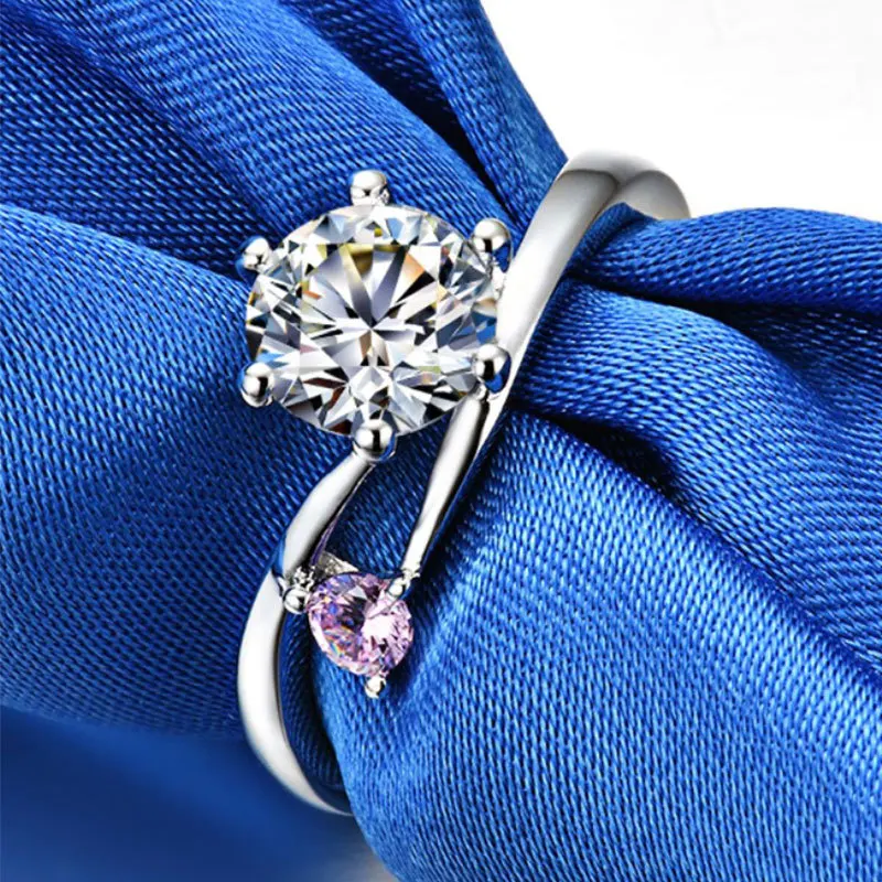 PT950Platinum gold engagement ring for children, 1-carat diamond ring set with six diamonds, fashionable morganite ring