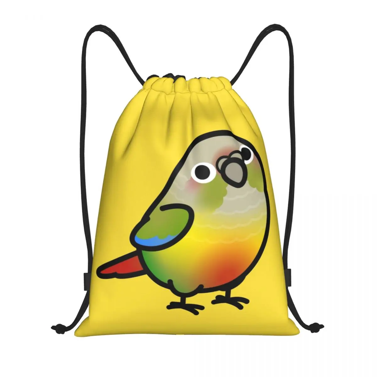 Chubby Pineapple Green Cheek Conure Drawstring Backpack Sports Gym Bag for Women Men Parrot Bird Training Sackpack