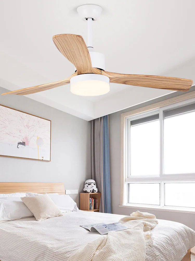 42''led ceiling fan with light kit and remote control solid wood fan chandelier home fan lamp