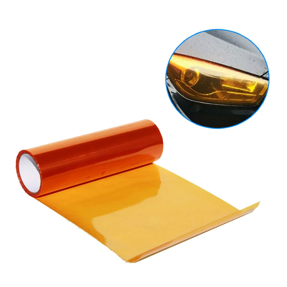 1Pc Auto Licht Amber Oranje Koplamp Achterlicht Mistlamp Film Pvc Vinyl Film Cover Beschermende Stickers Auto Exterieur Accessoires