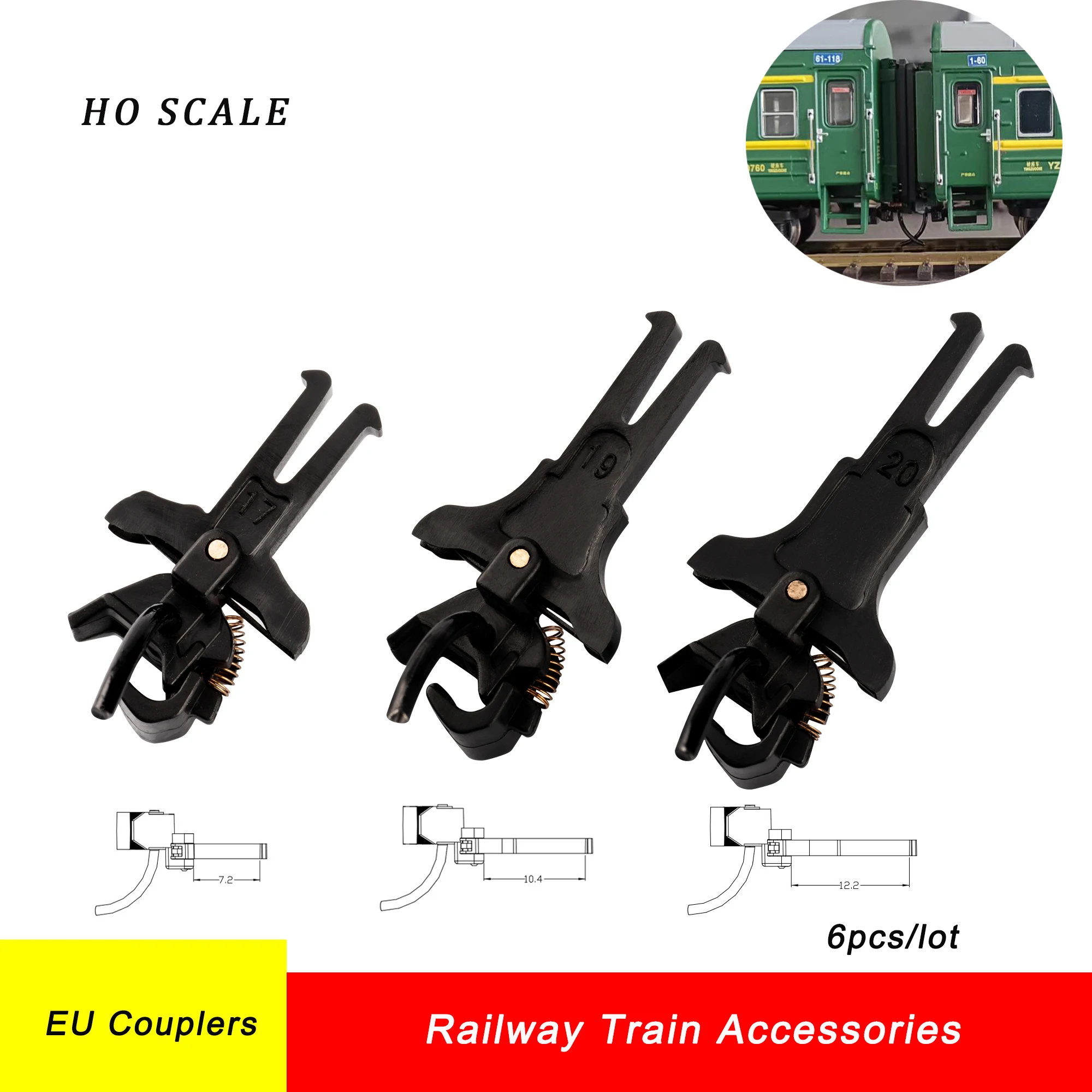 

6Pcs Ho Scale 1:87 Railway Train Accessories Plastic Coupler Suitable European Train 3 Sizes Choice DIY Model Making for Diorama