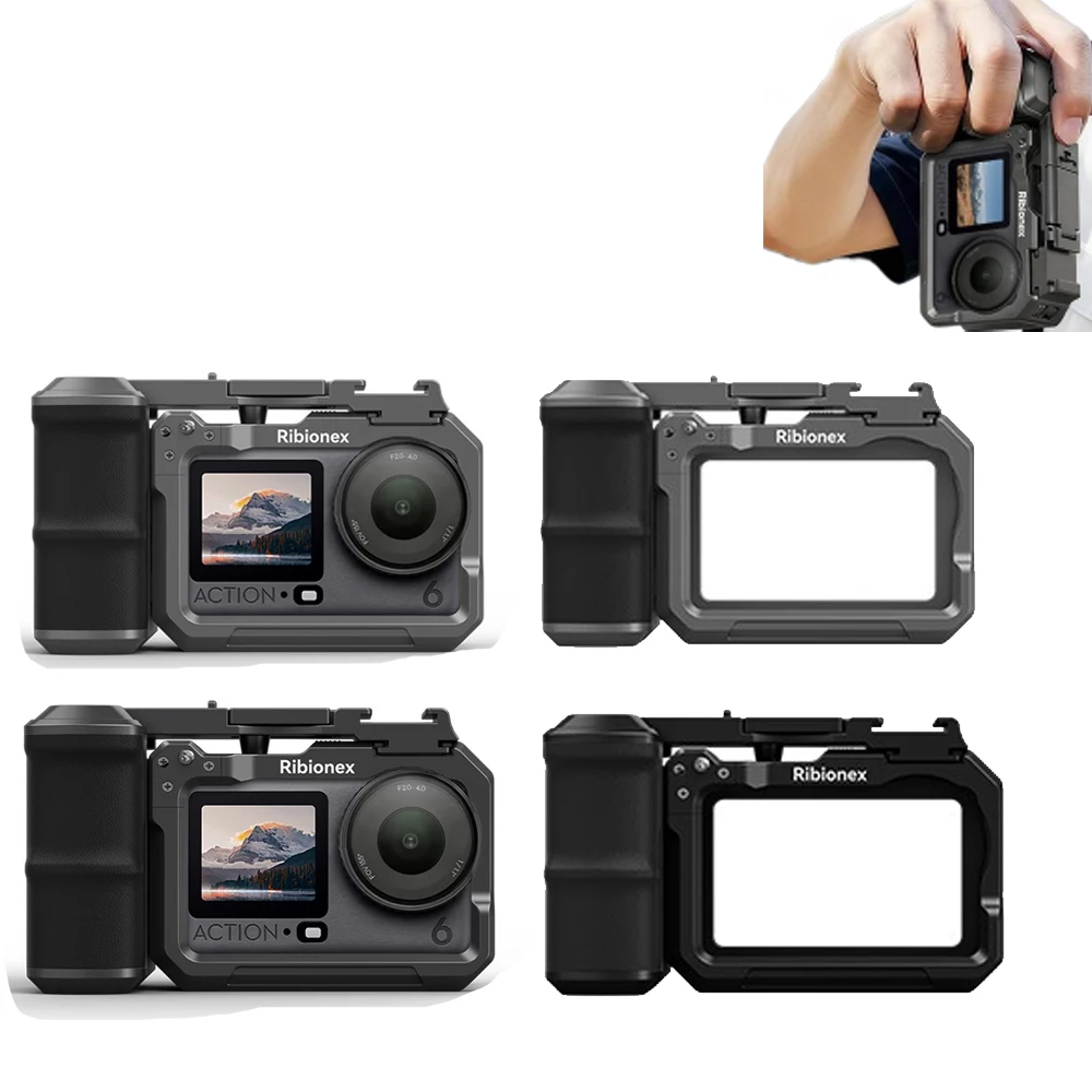 

Camera Bracket Grip for DJI Osmo Action6,Camera Street Vlog Shooting Handle Protectiv Bezel Stand with Cold Shoe Mount &1/4"Hole