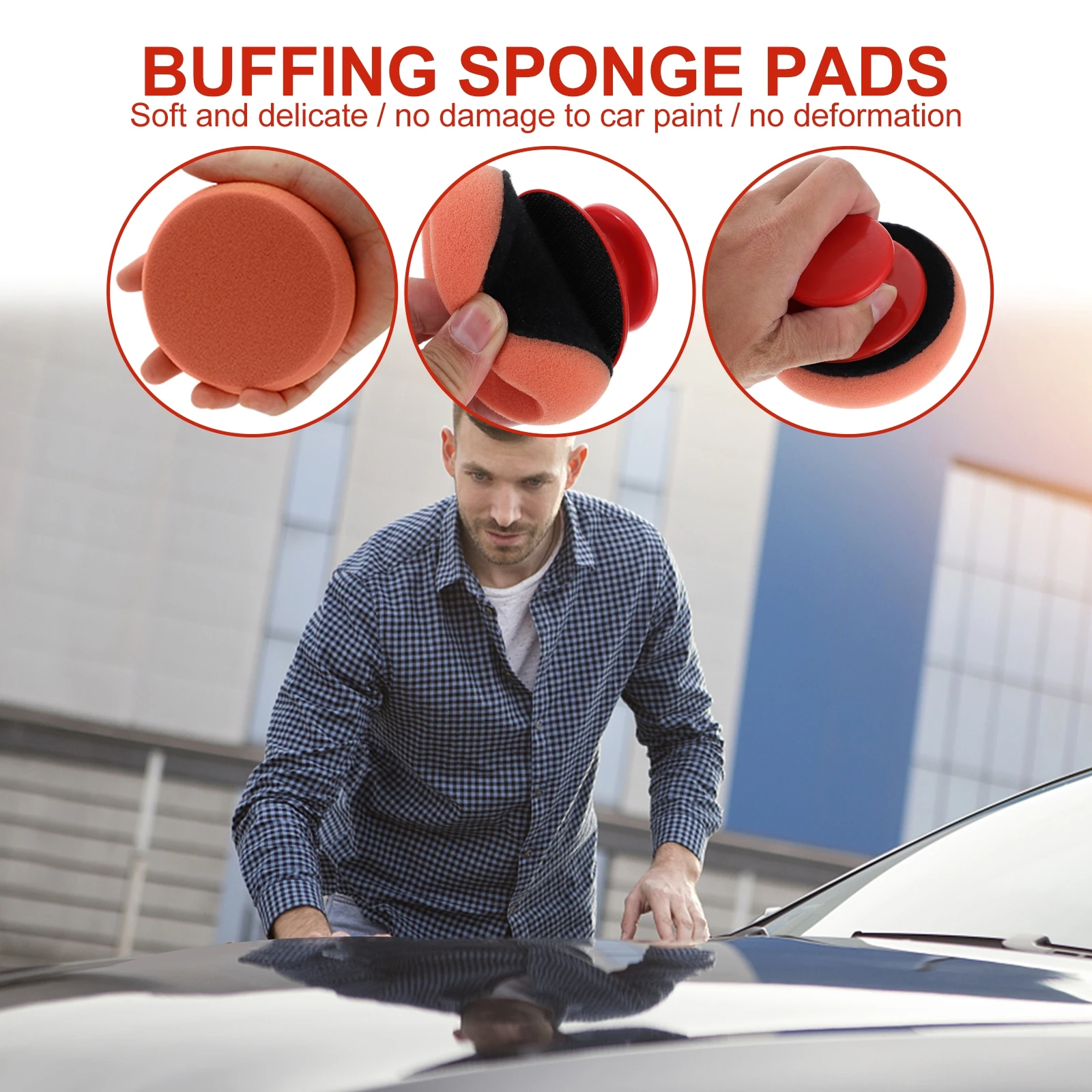 

5Pcs Car Wax Applicator Pads Sponge Applicators Waxing Pad Elastic Handle Design Comfortable Use Buffing Sponge Pads